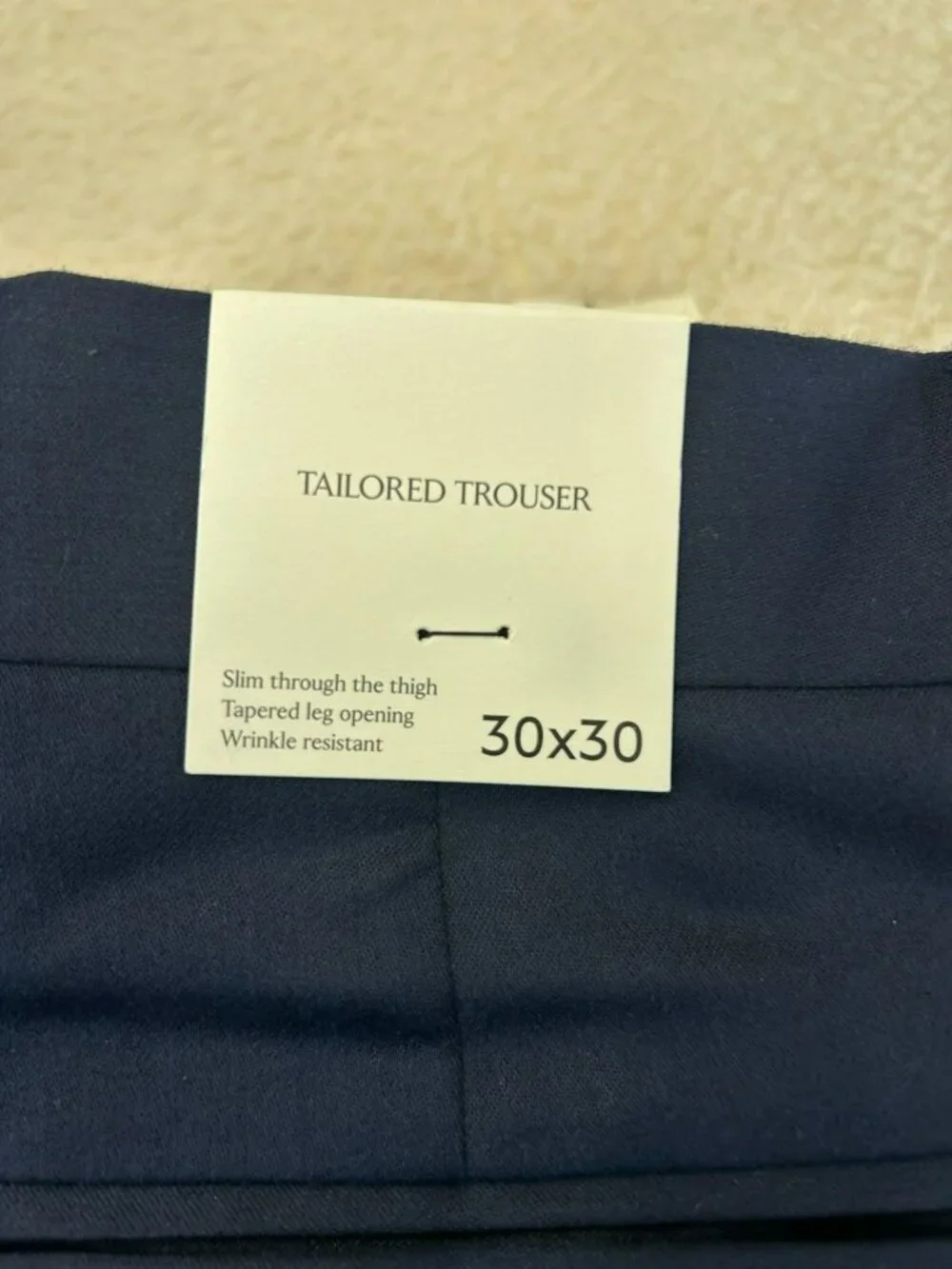 Banana Republic Mens Tailored Navy Blue Trousers Size 30x30 Wrinkle-Resistant Ne